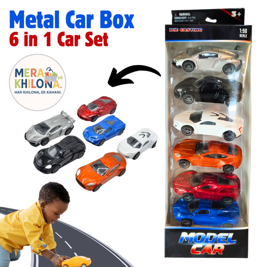 Die-Cast Metal Car Box – 6 in 1 Set